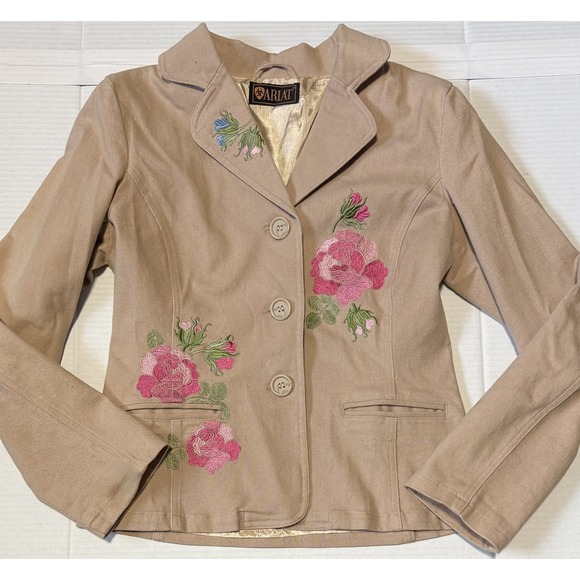 Ariat Jackets & Blazers - ARIAT - Women's Beige Rose Embroidered Western Blazer Jacket - Size Medium‎